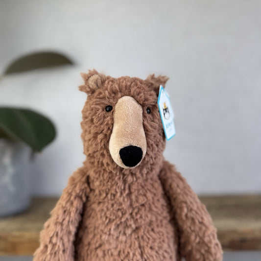 Jellycat Enzo Bear Soft Toy - Brown Sitting Bear Retired Beanie NWT 12"