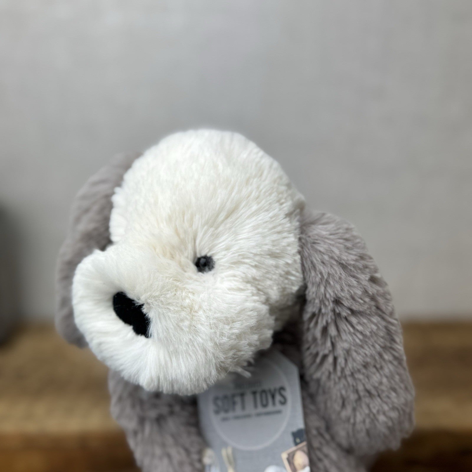 Jellycat Smudge Puppy - Medium Grey & White Puppy Floppy Plush Toy Medium 14"