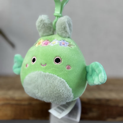 Squishmallows Tove The Mothman Clip / Keyring Squish Green Fluffy Cute 3.5”