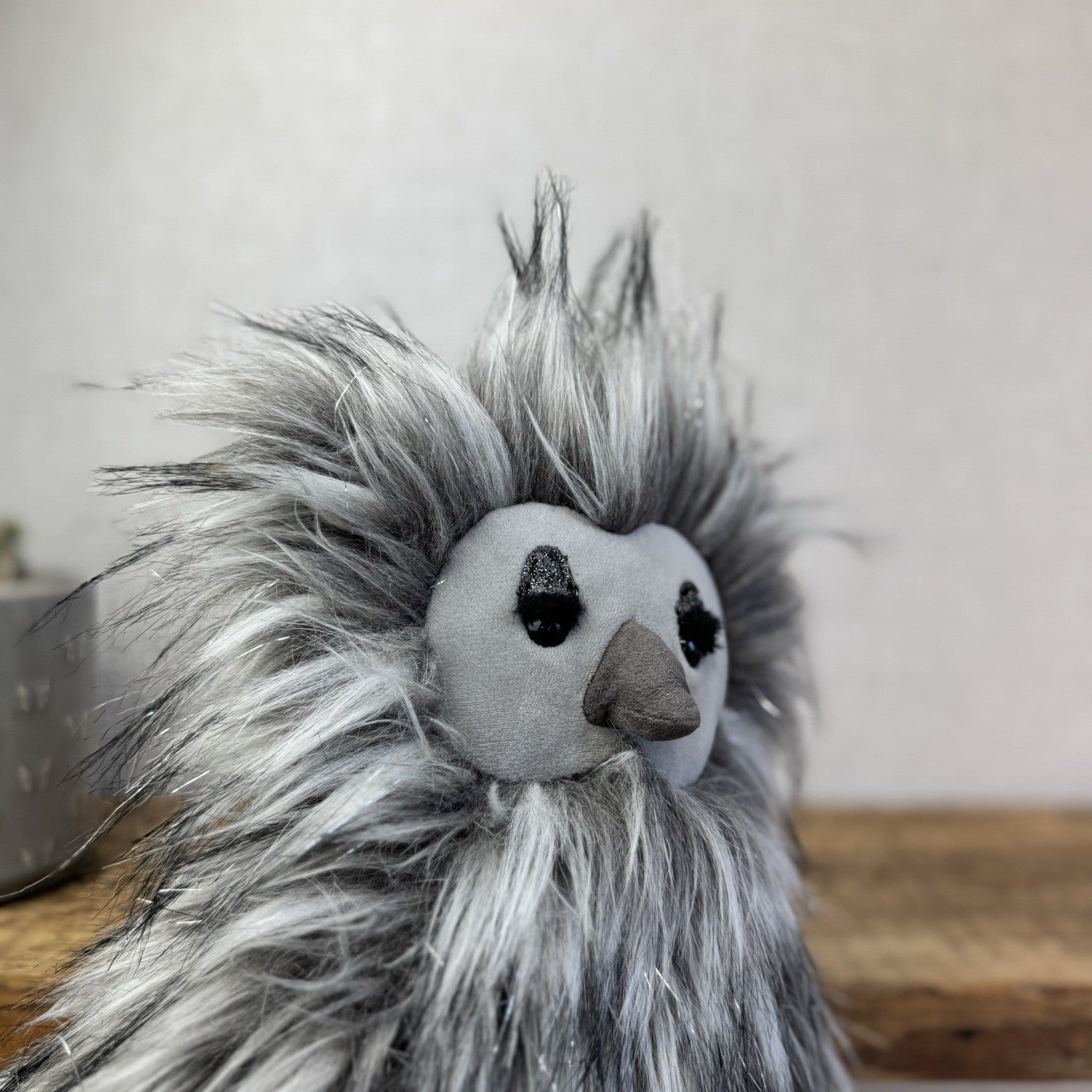 Jellycat Gloria Owl - Large Fluffy Owl Rare Retired Grey/Silver Sparkly Bird 12"