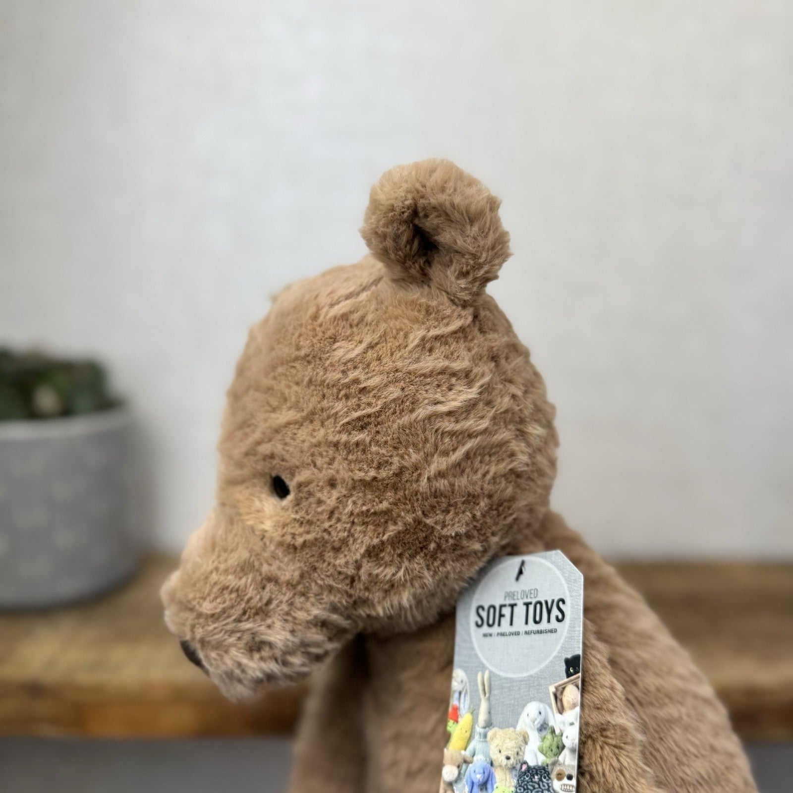 Jellycat Large Cocoa Bear - Big Brown Textured Bear Beanie Retired Large 17"