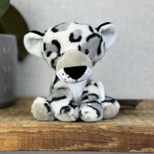 Pippins Snow Leopard Opal - Keel Toys Mini Beanie White/grey Leopard Pocket Pal