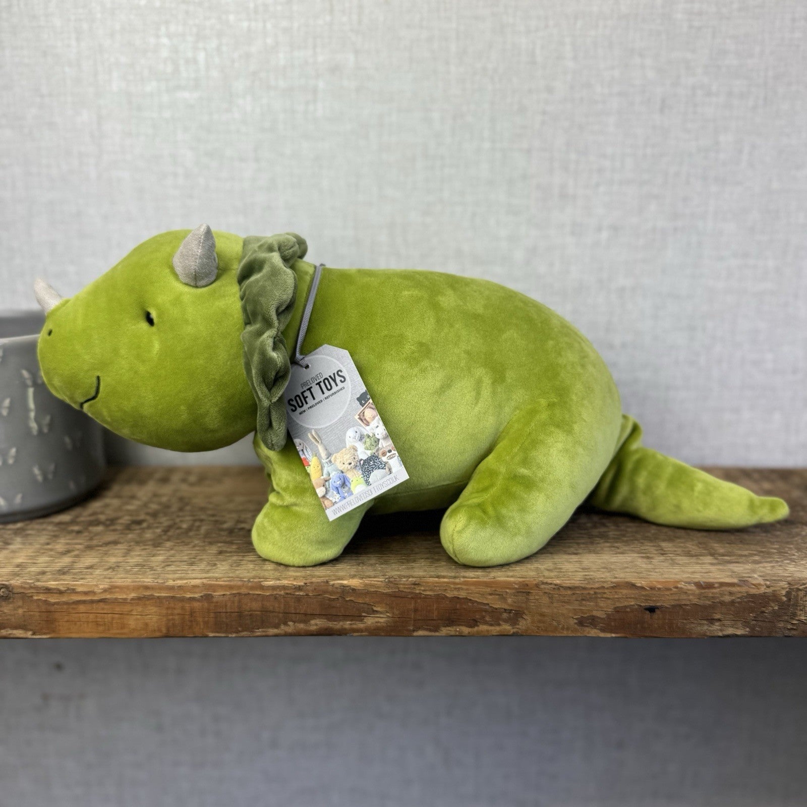 Jellycat Medium Mellow Mallow Dinosaur - Green Triceratops Squishy Plush Beanie