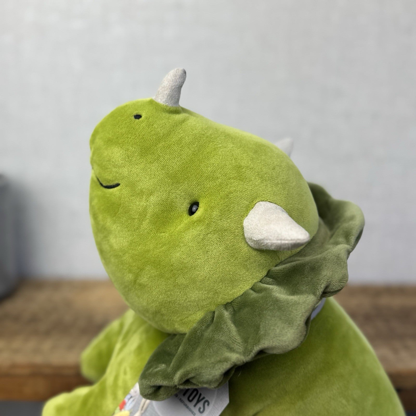 Jellycat Medium Mellow Mallow Dinosaur - Green Triceratops Squishy Plush Beanie