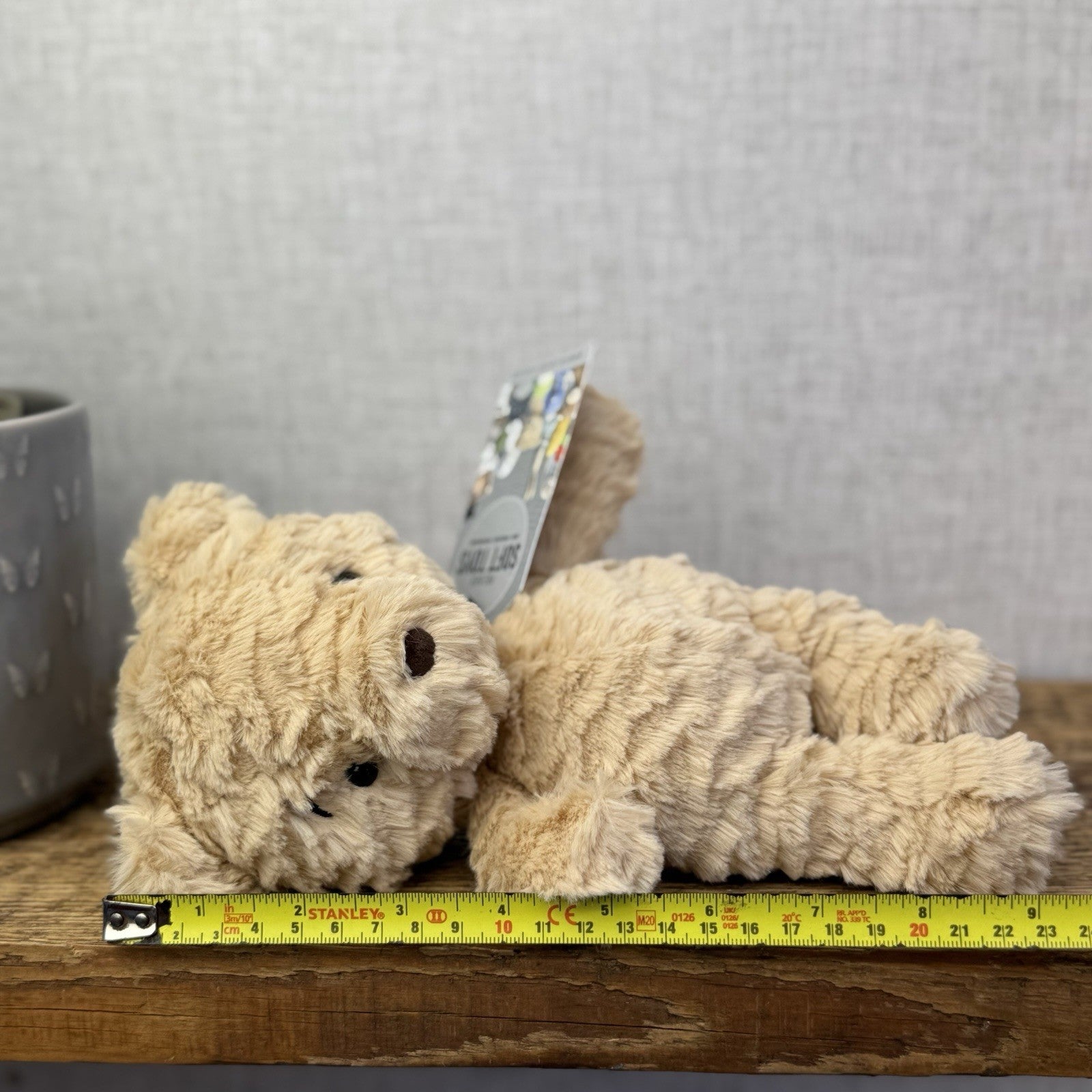 Jellycat Squishu Bear - Small Honey Colour Textured Bear Beanie Retired 10"