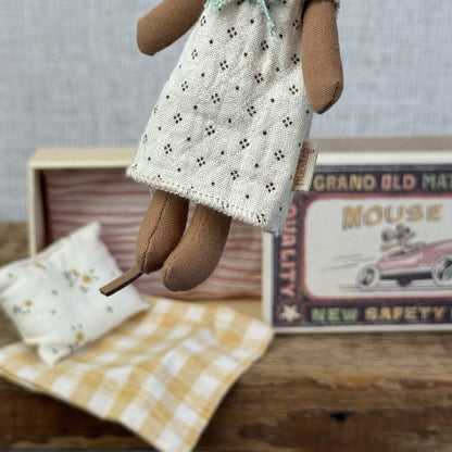 Maileg Big Sister Mouse In Matchbow - Retired Mouse In Nightie Brown Mouse 