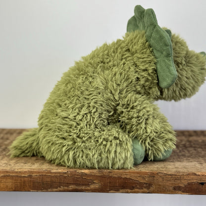 Jellycat Curvie Dino - Green Fluffy Sitting Dinosaur Plush Beanie - Medium 10"