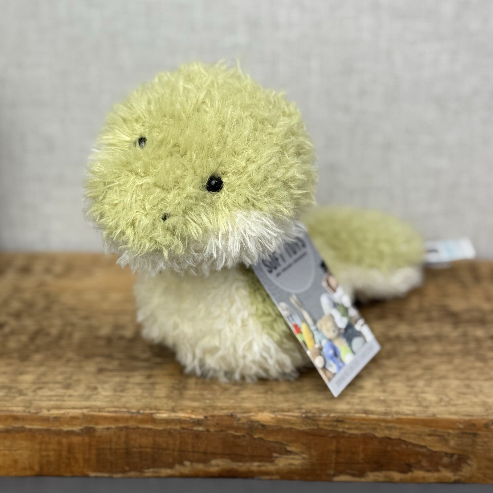 Jellycat Little Snake - Fluffy Light Green Snake Beanie Plush Curly Hair 7”