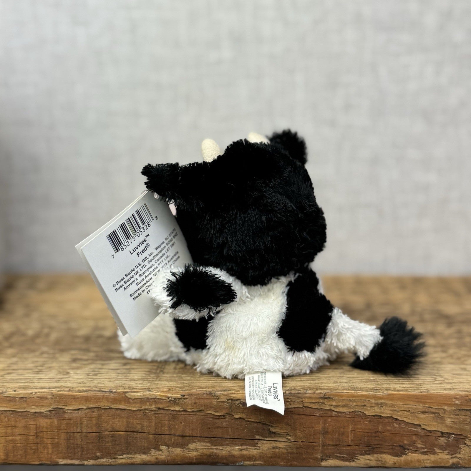 Russ Berrie Luvvies - Mini Pudding Fred The Cow Beanie Plush New With Tags 4"