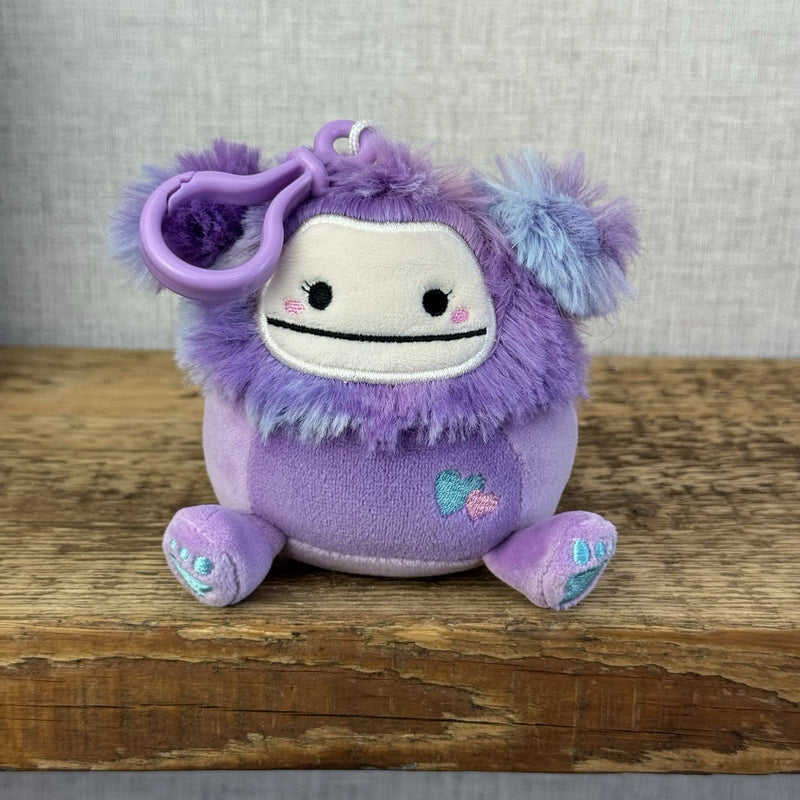 Squishmallow Keyring Clip 3.5" Valentines Eden Big Foot Purple Plush Soft Toy