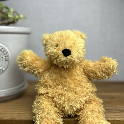 Jellycat Small Toastie Bear - Small Golden Bear - Arms Up - Curly Fur Bear  9”