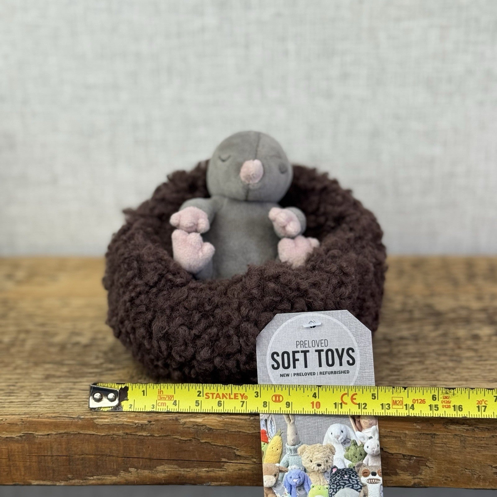Jellycat Hibernating Mole- Baby Sleeping Mole & Nest Soft Toy Plush Cute NWOT 5”