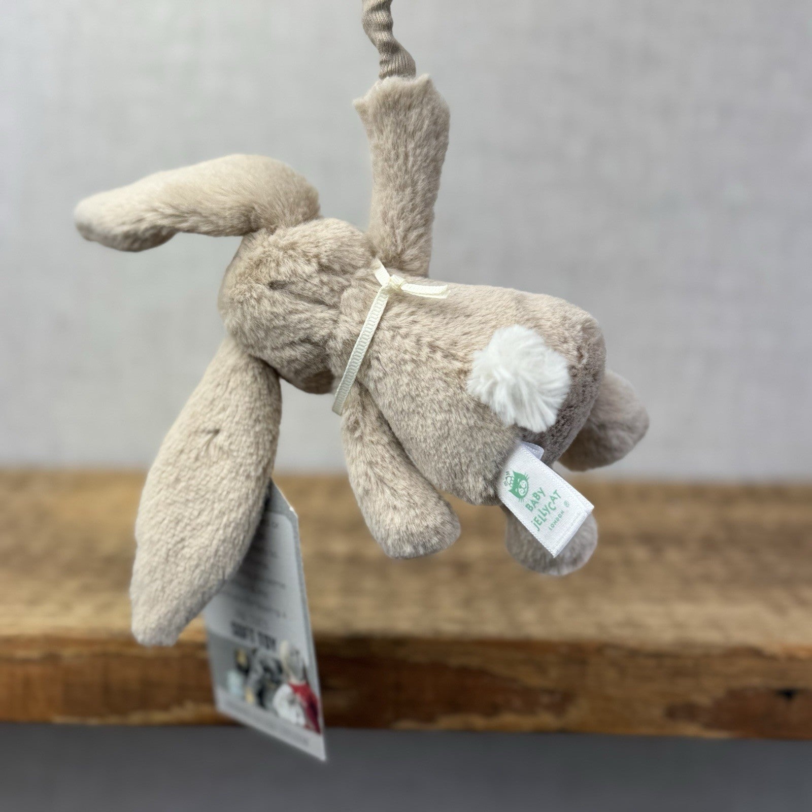 Jellycat Beige Bunny Musical Pull - Lullaby Mobile Baby Music NWOT