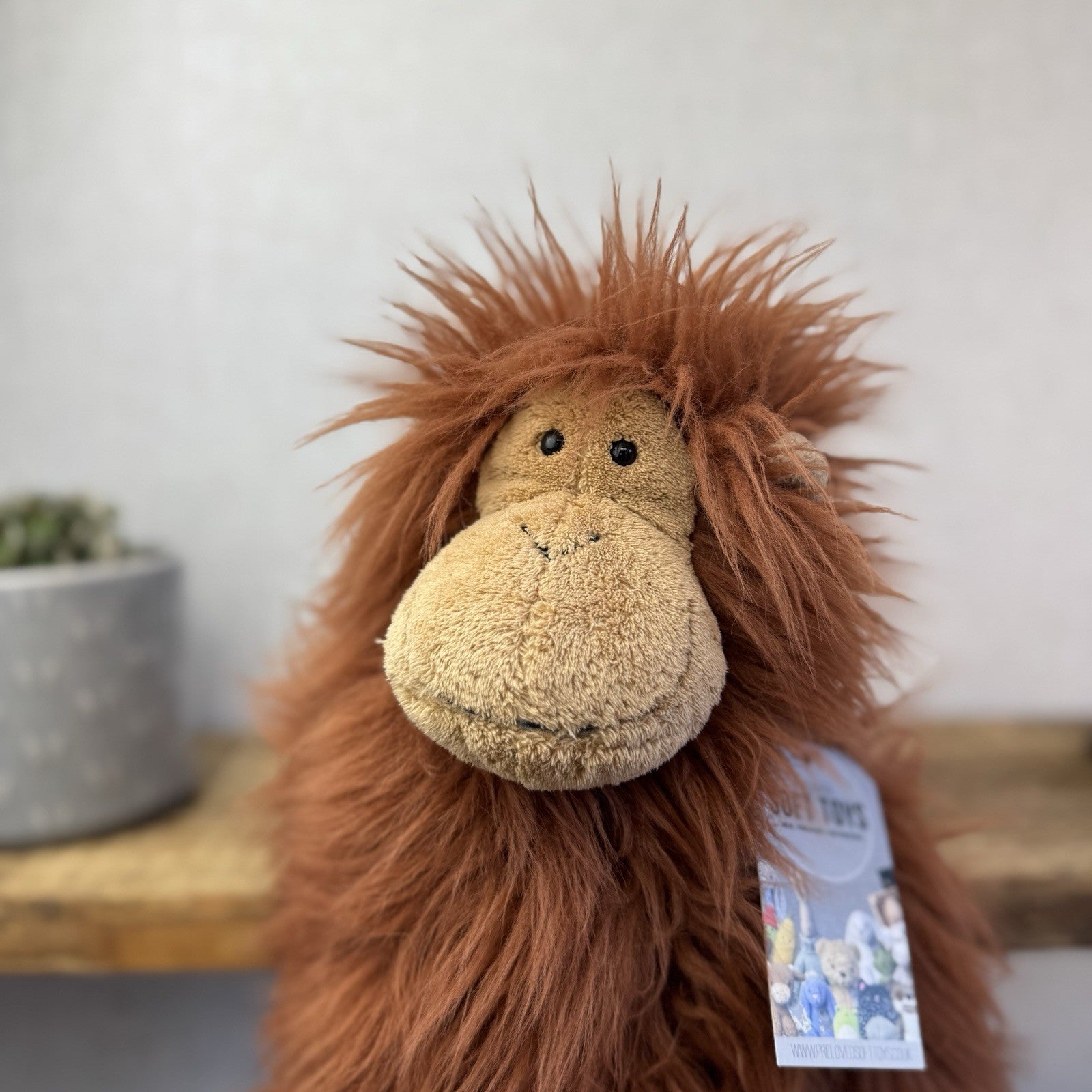 Jellycat Medium Max Monkey - Fluffy Long Hair Monkey Plush Beanie Retired 16"