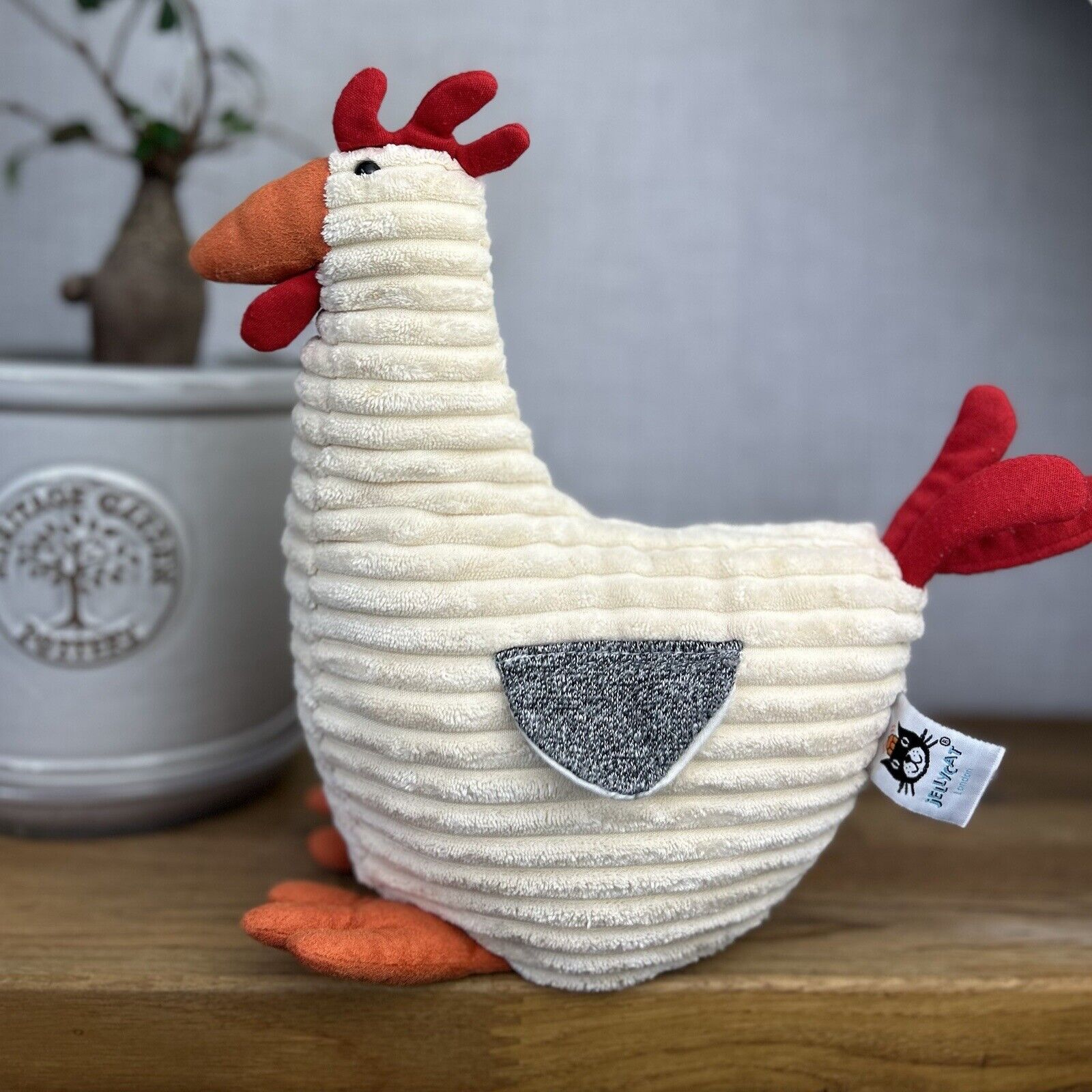 Jellycat Cream Folly Rooster - Corduroy Rooster Soft Toy - Large Rooster Plush