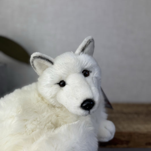 Vintage Arctic Fox - Curled Fox/white Wolf Soft Toy Beanie Super Soft Beautiful