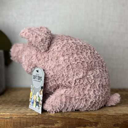 Jellycat Rondle Pig - Large Textured Sitting Pink Piglet Plush Rare Retired 8”