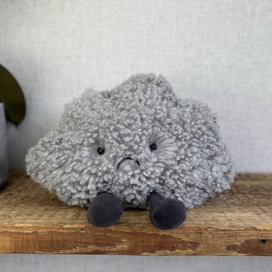 Jellycat Amuseable Storm Cloud - Grey Grumpy Cloud Plush Beanie NWT 10"