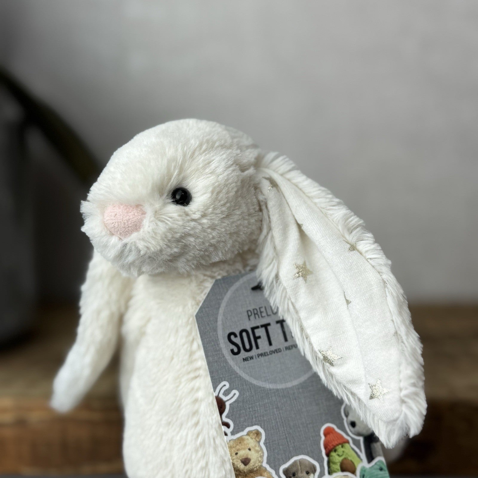 Jellycat Small Twinkle Bunny - Cream Rabbit With Star Ears - Small Cream 8”
