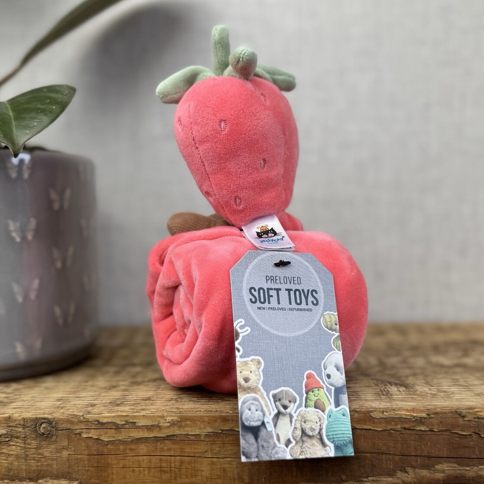Jellycat Amuseable Strawberry Soother - Soft Pink Strawberry Comforter Retired