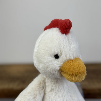 Jellycat Bashful White Chicken - Medium Fluffy Farm Animal Rare/Retired 12"