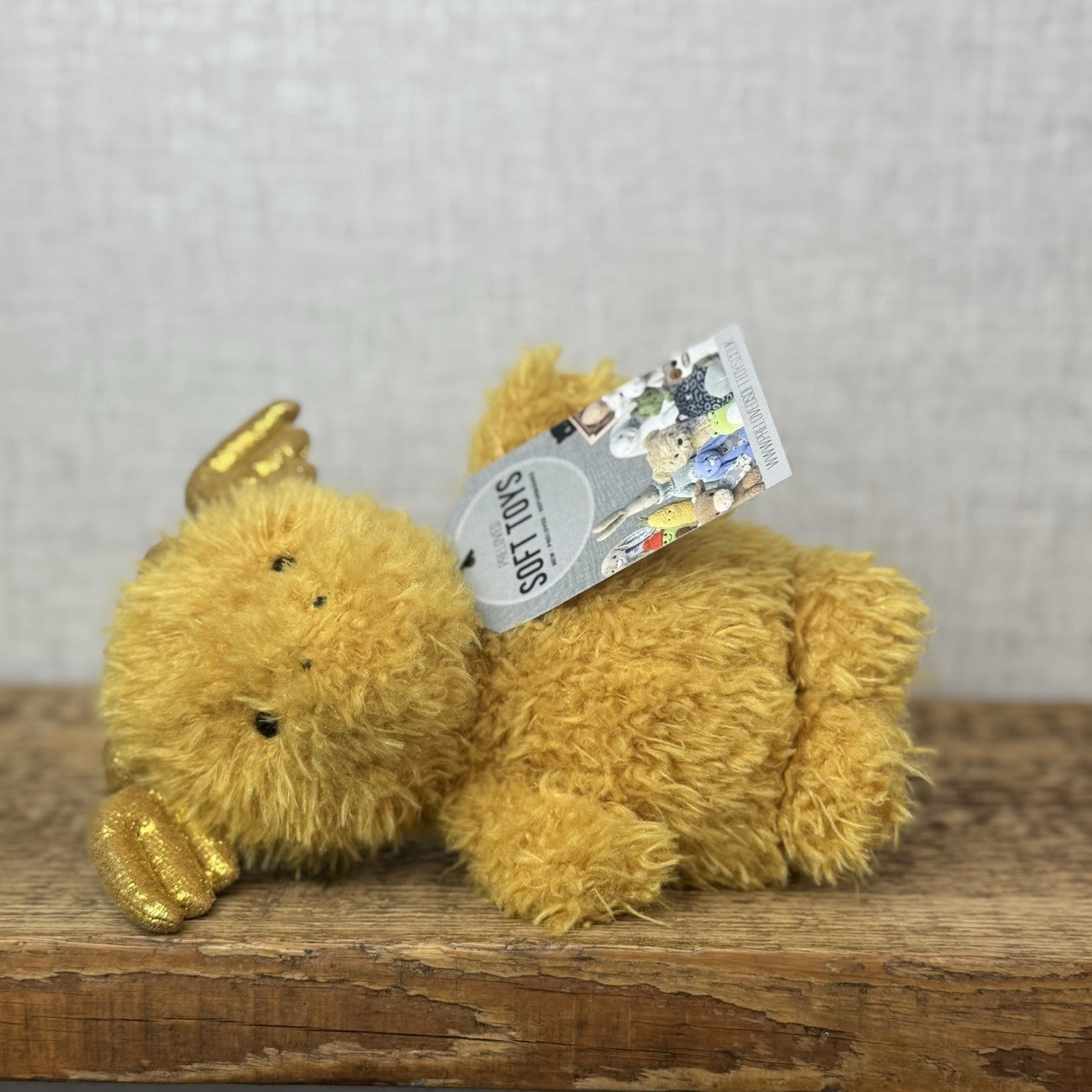 Jellycat Little Dragon - Fluffy Light Gold Dragon Beanie Plush Curly Hair 7”