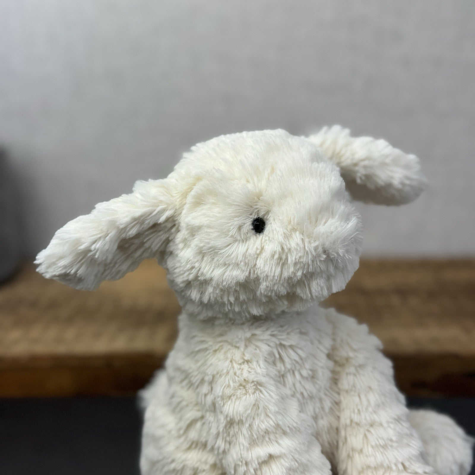 Jellycat Medium Fuddlewuddle Lamb - Old Style All Cream Textured Sitting Sheep 