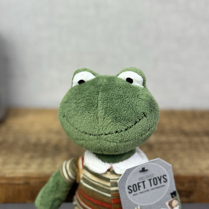 Jellycat My Little Friends Frog - Small Friends Frog Beanie In Stripe Dungarees