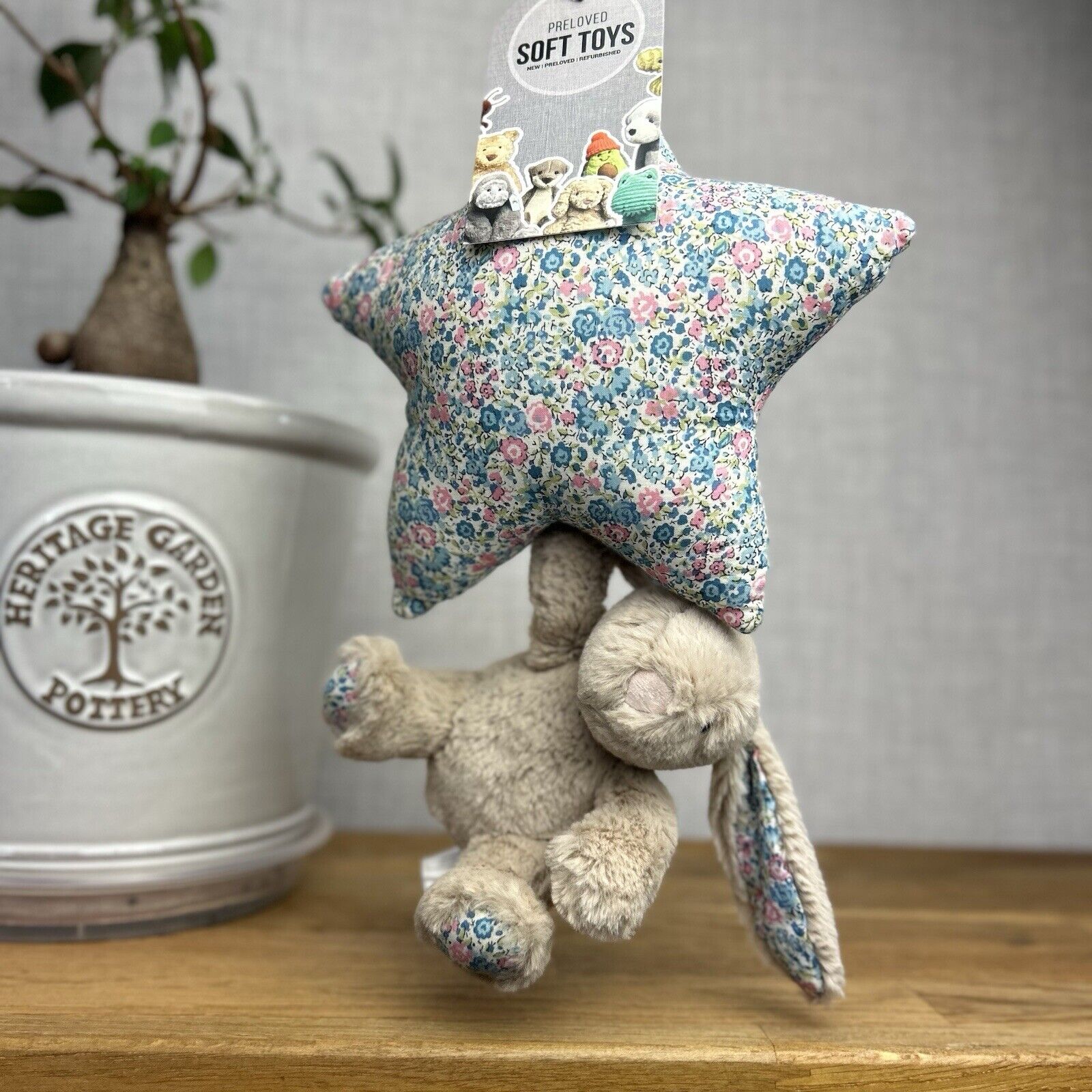 Jellycat Blossom Beige Blue Bunny Rabbit Pink Musical Star Pull Soft Plush Toy