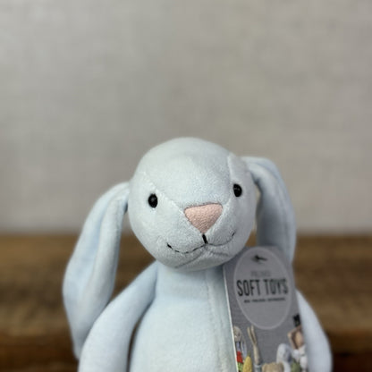 Jellycat My First Bunny Blue - Baby Soft Baby Rabbit Toy Velour Beanie Beige 8”