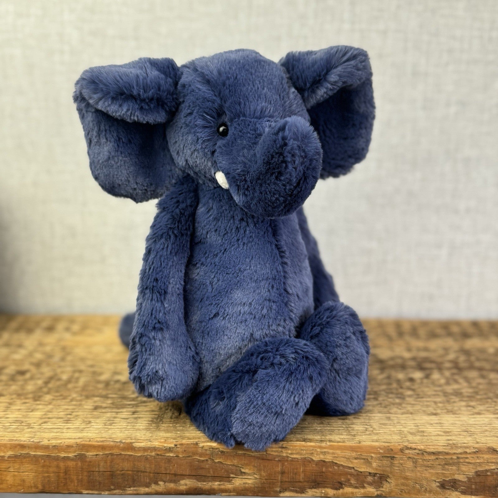 Jellycat Medium Bashful Navy Blue Elephant - Medium Blue With Tusks 12” BNWT