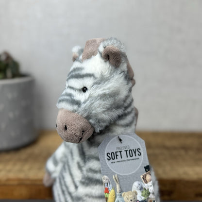 Jellycat Medium Fluffles Zebra - Retired Fluffy Grey/White Zebra Plush 12" 