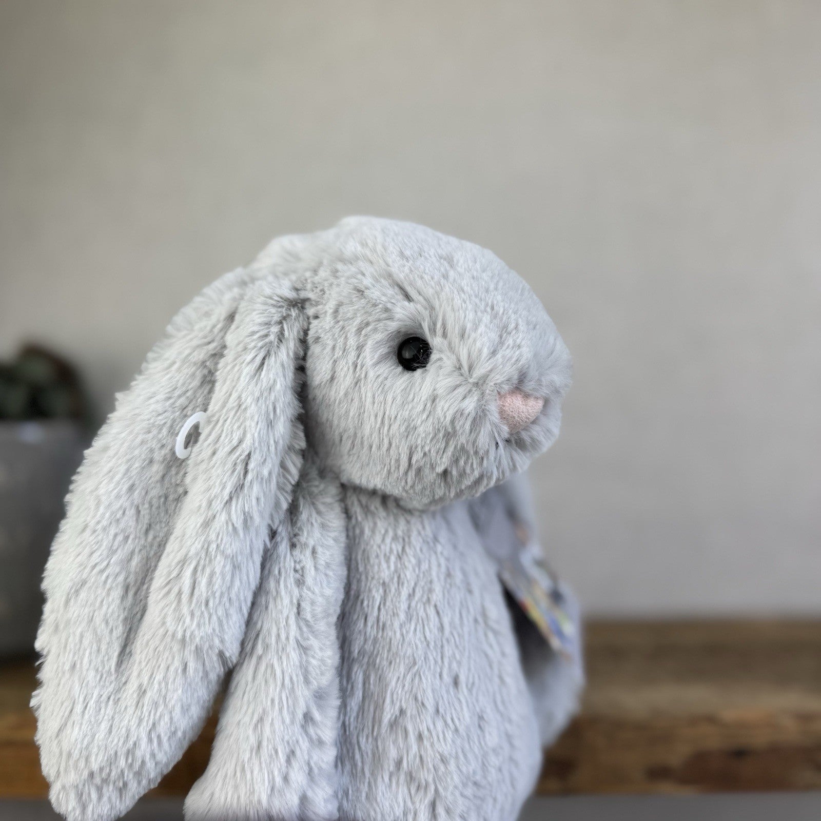 Jellycat Medium Bashful Grey Bunny - Grey With White Tail - Silver Rabbit 12"