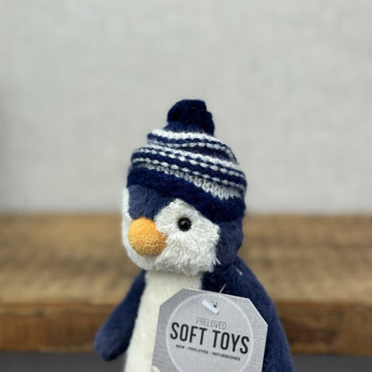 Jellycat Small Bashful Navy Bobble Hat Penguin - Blue Penguin Stripe Hat 8”