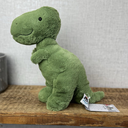Jellycat Fossily T Rex - Medium Green Dinosaur Soft Toy Retired Plush Toy 12"