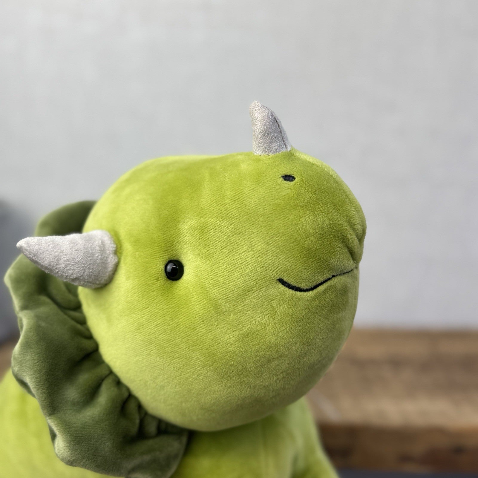 Jellycat Medium Mellow Mallow Dinosaur - Green Triceratops Squishy Plush Beanie