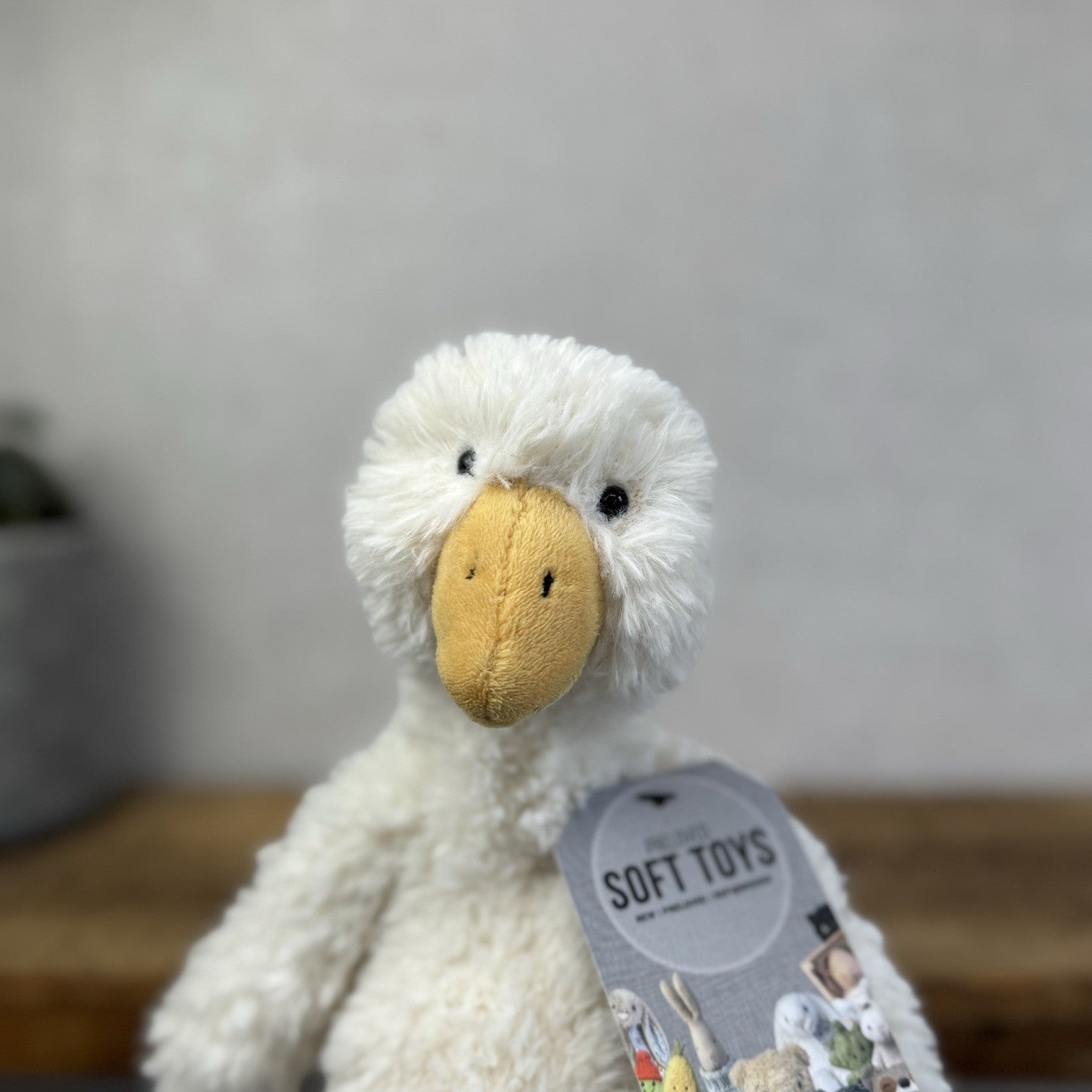 Jellycat James Goose Small - Small Cream Fluffy Goose Soft Toy Beanie 10”