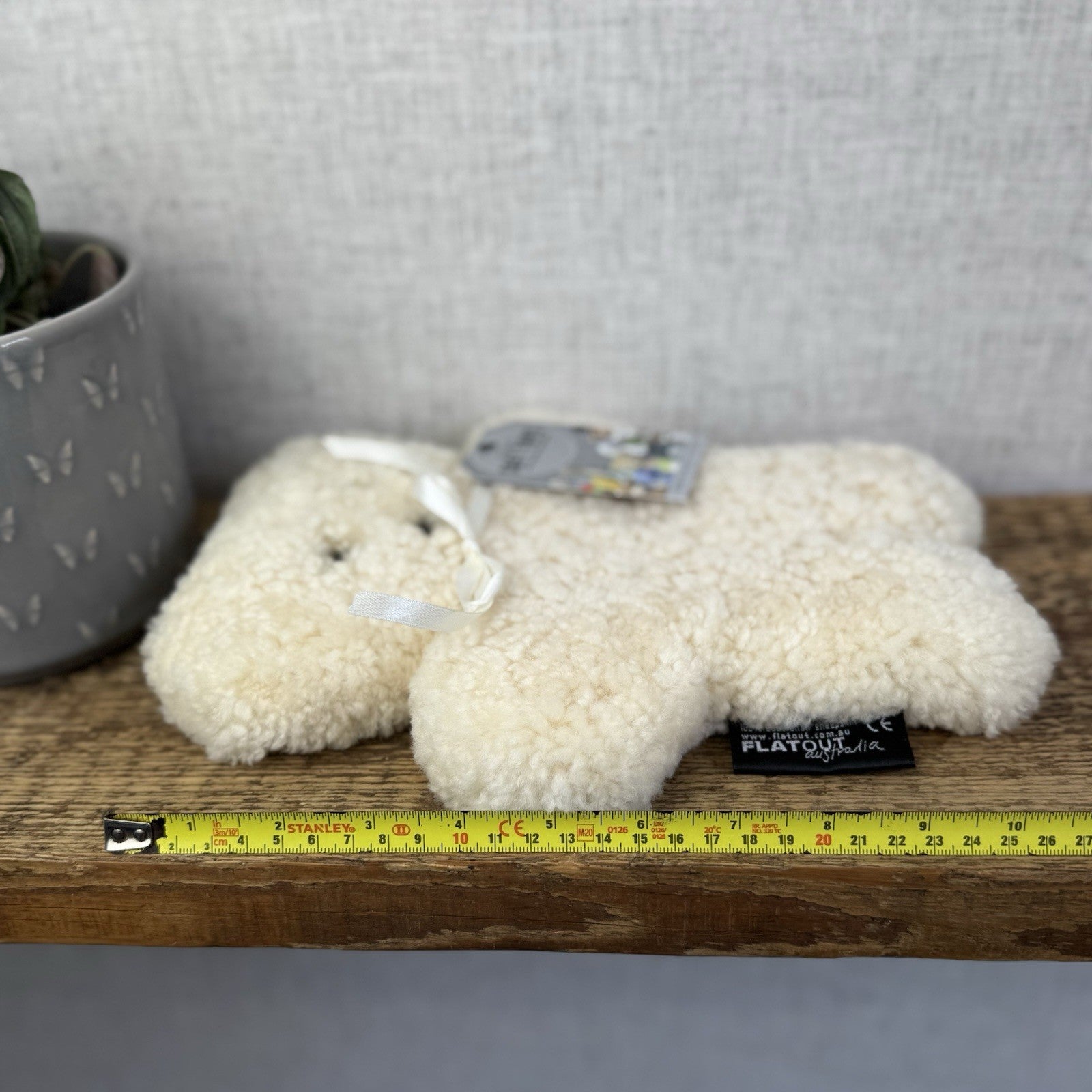Flat Out Australia Natural Flat Teddy Sheep Fur Baby Teddy Comforter Lovey 11"