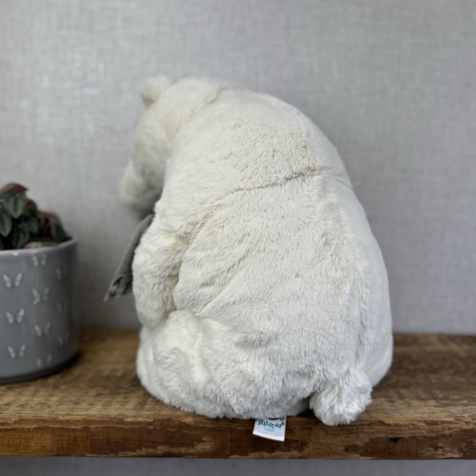 Jellycat Large Elwin Polar Bear - White Sitting Bear Plush Rare & Retired 16”