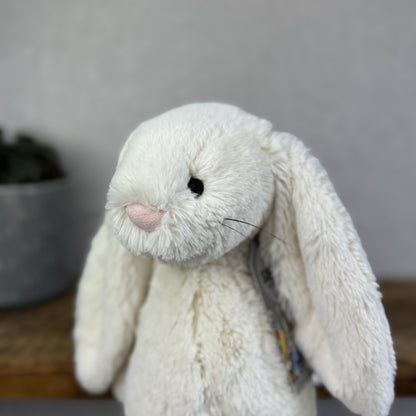 Jellycat Medium Cream Bashful Rabbit - Old Bashful With Whiskers Rare 12”