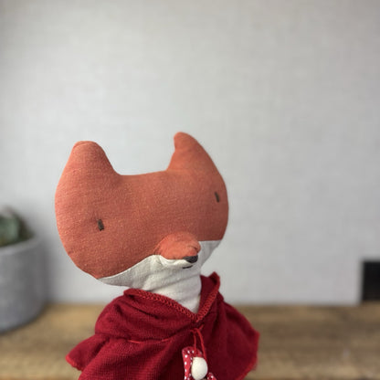 Maileg Red Riding Hood Fox - Retired Fox Plush With Hood Fairy Tale Soft Toy 