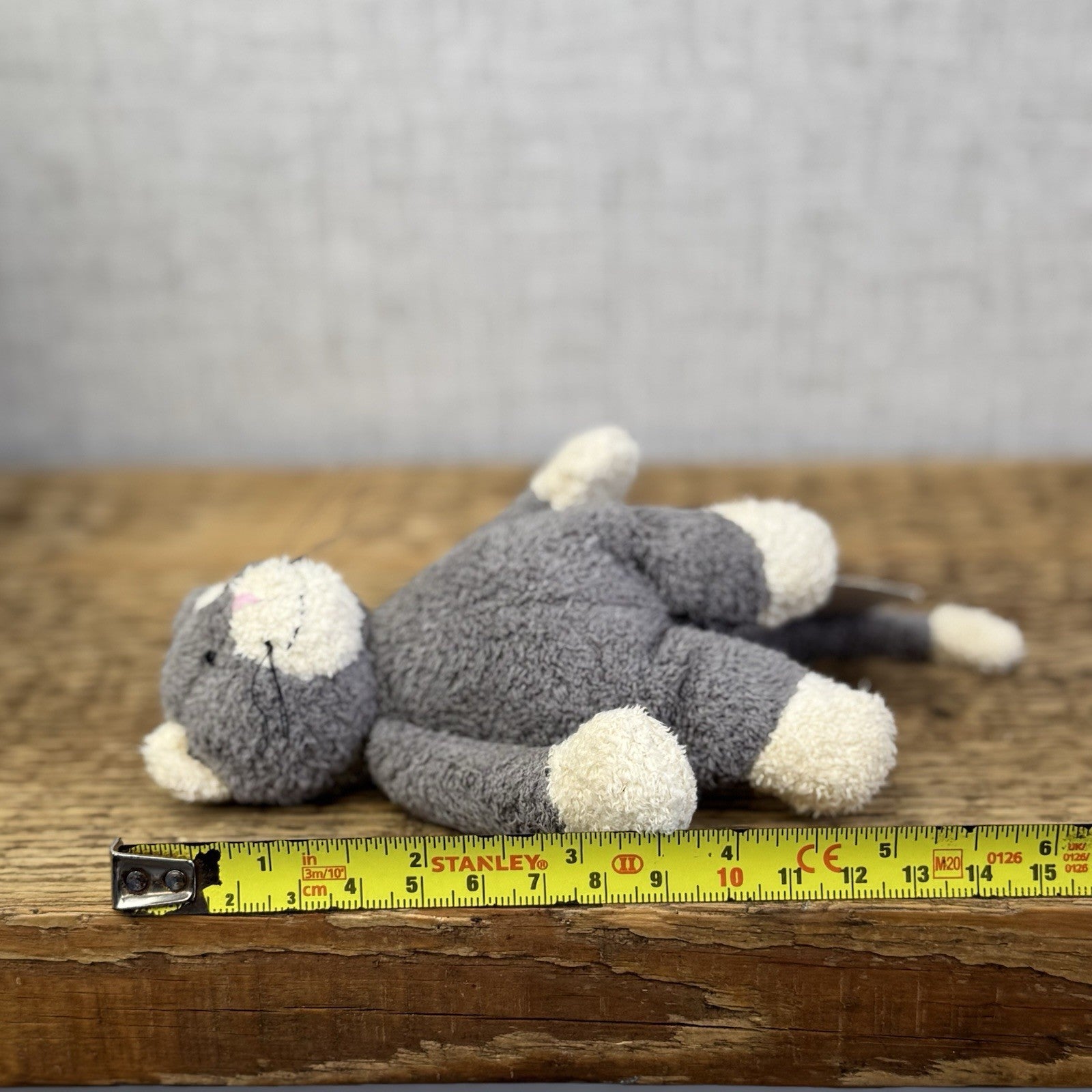 Jellycat Tiny Baby Bunglie Kitten - Miniature Vintage  Grey Cat Partial Tag 5”