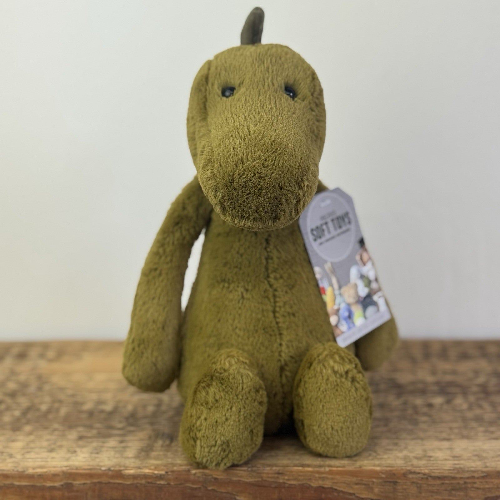 Jellycat Medium Bashful Dinosaur - Dark Green Beanie Dino Retired Rare 12”