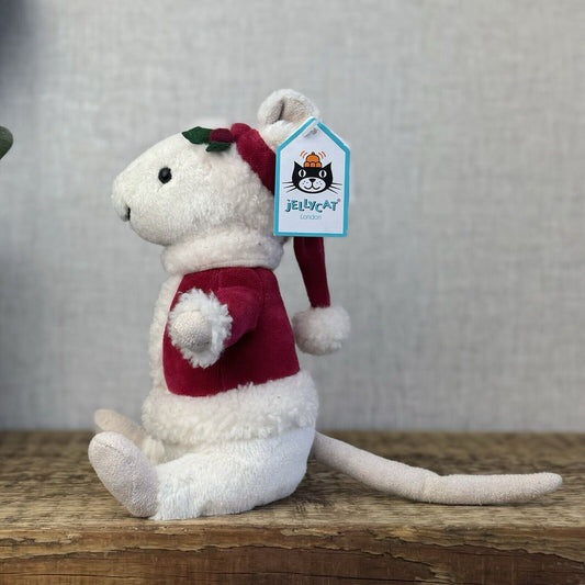 Jellycat Merry Mouse - Mouse In Santa Suit - Jellycat Retired Christmas Mouse 8"
