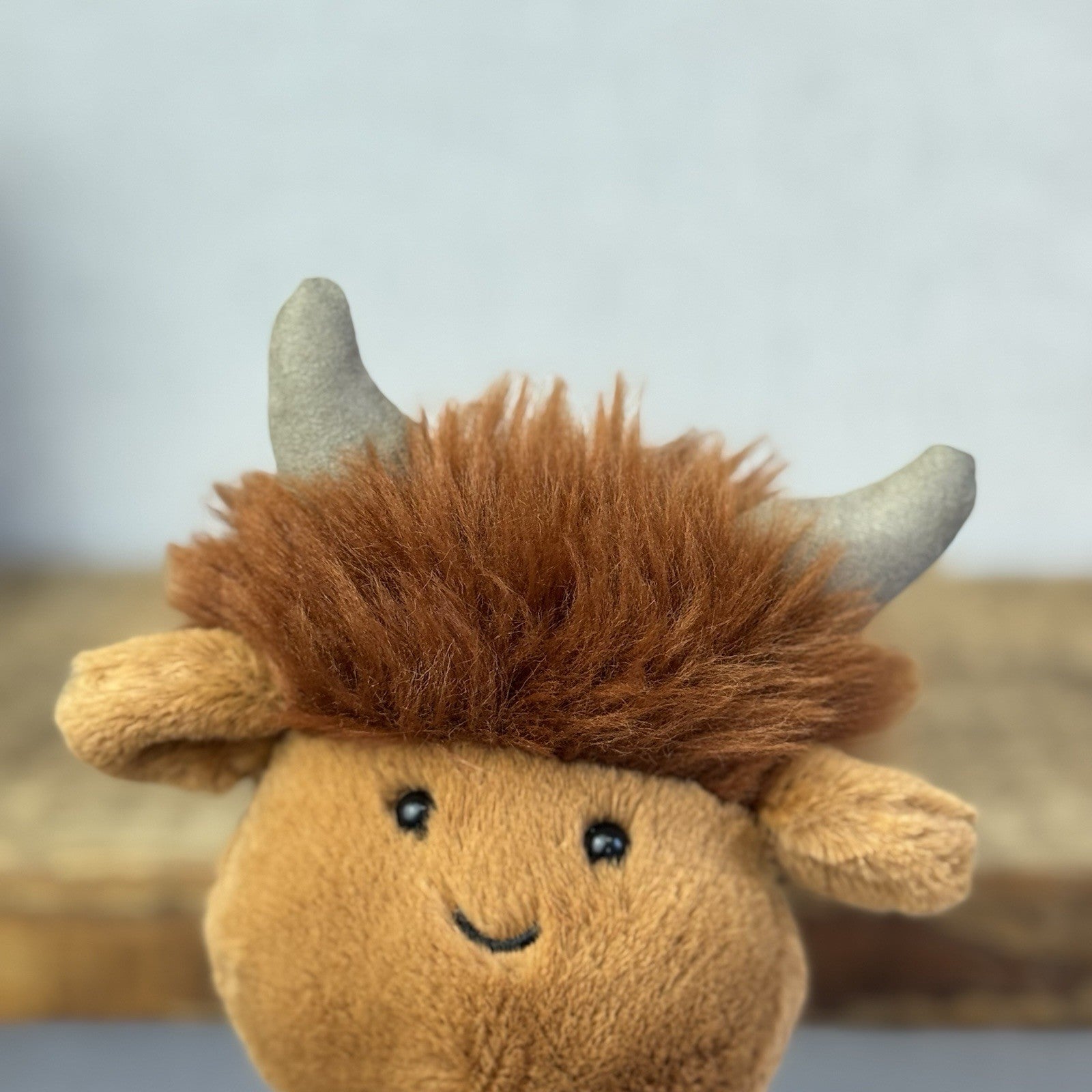 Jellycat Amuseabean Highland Cow  - Small Brown Beanie Cow Soft Toy Retired 5”