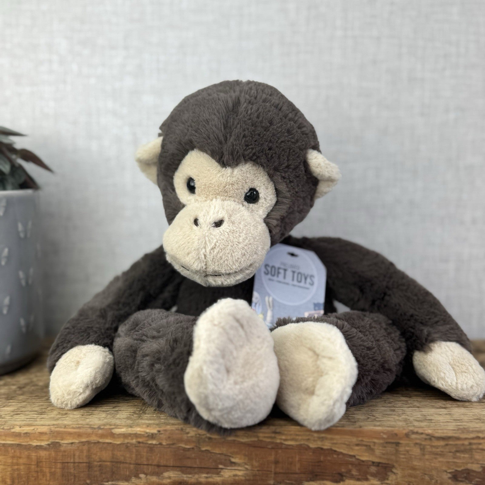 Jellycat Pandy Chimpanzee - Dark Grey Monkey Beanie Plush Retired 15"