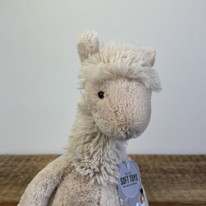 Jellycat Medium Bashful Llama Soft Toy Plush - Rare & Retired Beige Seated 12"
