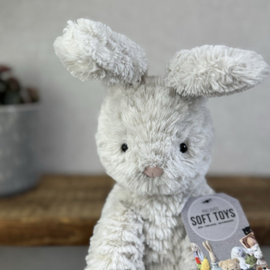 Jellycat Medium Fuddlewuddle Grey Bunny Rabbit - Texture Sitting Bunny 9” Rare