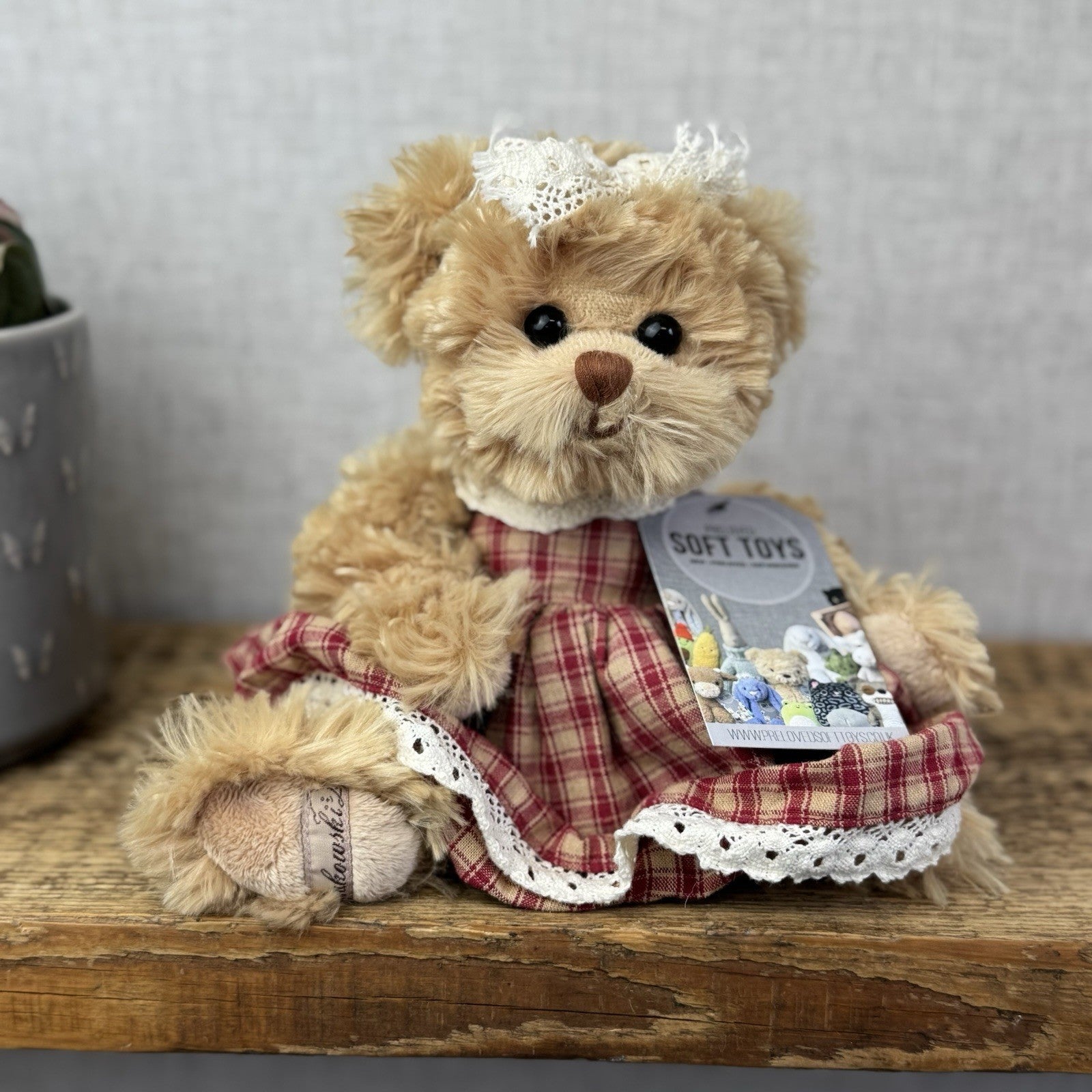 Bukowski Bears - Red/white Plaid Dress - Small Beanie Barbara Bukowski Tan Bear 