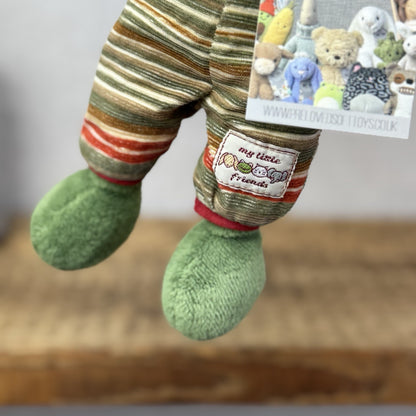 Jellycat My Little Friends Frog - Small Friends Frog Beanie In Stripe Dungarees